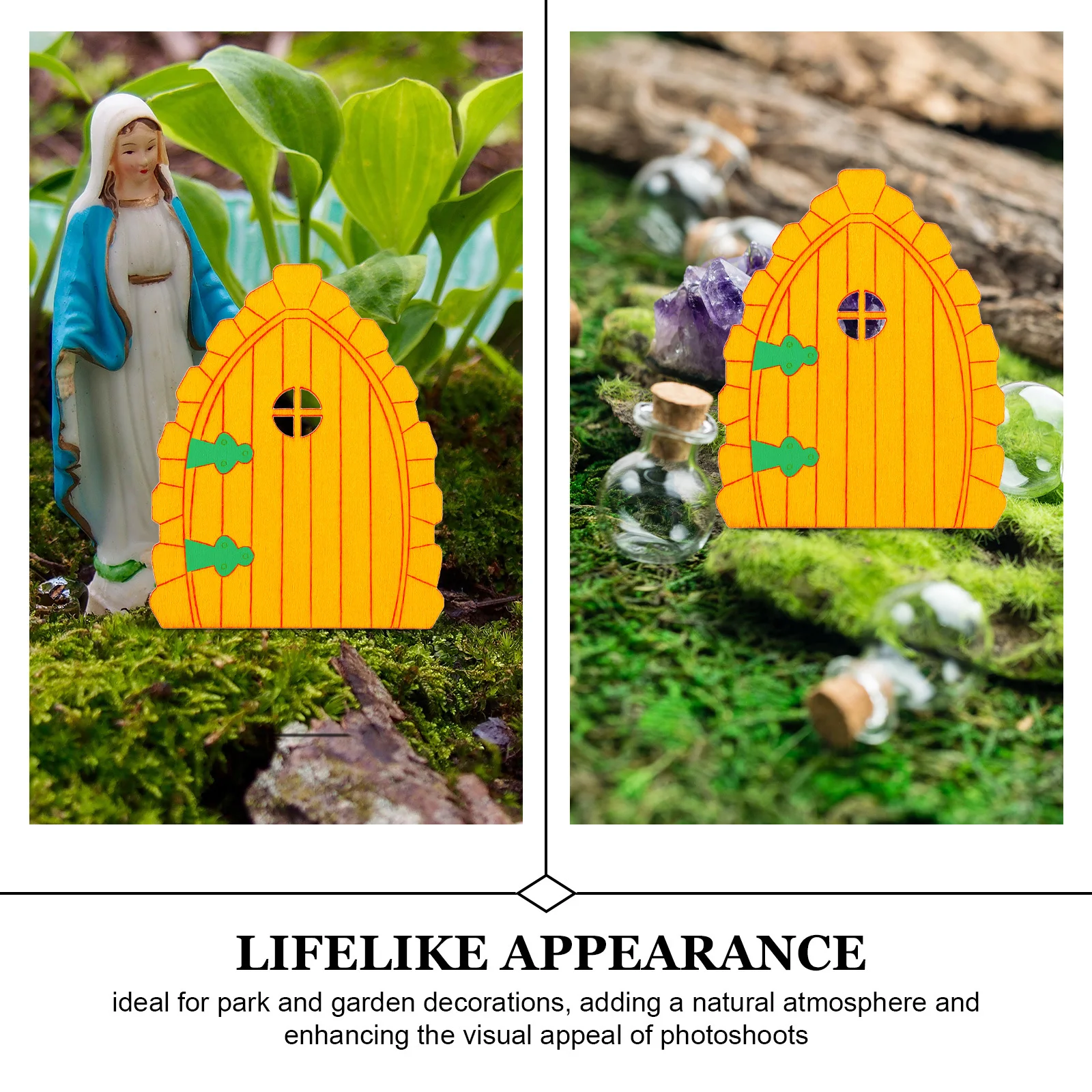 40 قطعة الأبواب الجنية غير مصبوغ الخشب مصغرة فارغة DIY بها بنفسك حديقة شجرة جذع مكتب حفل زفاف الديكور الجنية الباب التماثيل #3