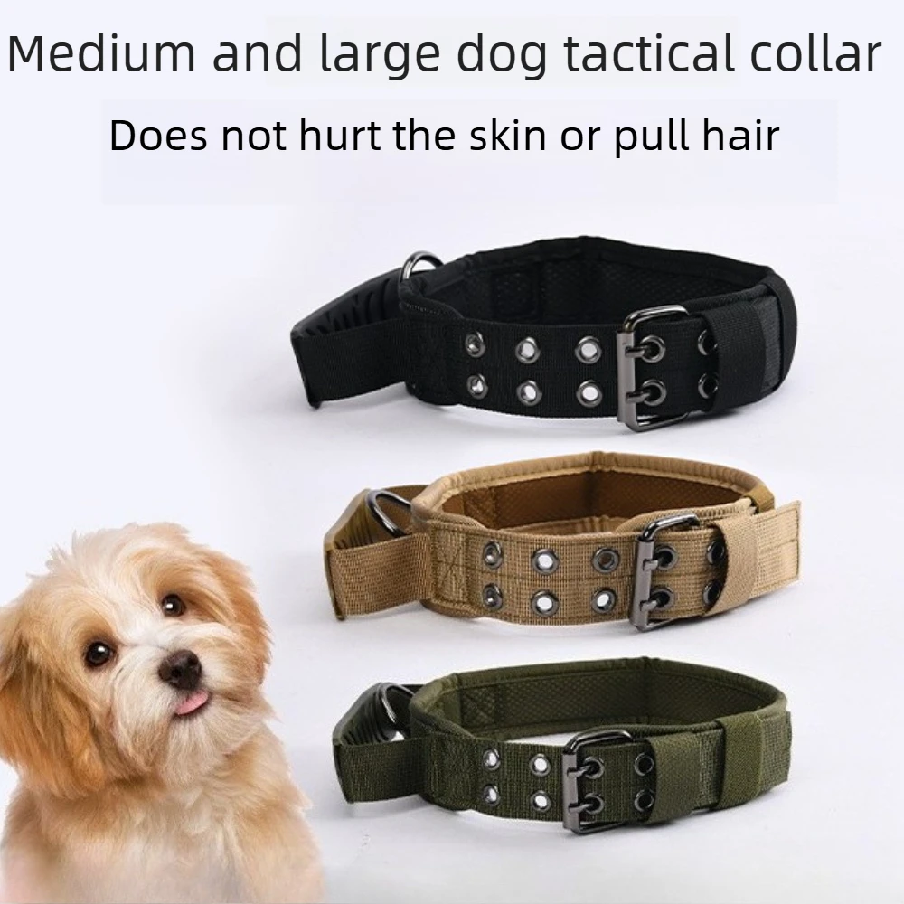 

Tactical Dog Collar Adjustable Military Pet Collar for Large Medium Dogs Outdoor Training