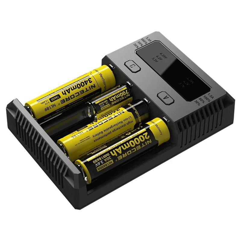 Nitecore New I4 Smart Charger 18650 14500 16340 26650 LCD Li-ion Fast Charger 12V Charing Fully Automatic for A AA AAA Batteries