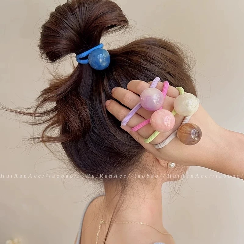 Starry Sky Smile Ball Hair Rope Rubber Band Sweet Girl Candy Color Tie Hair High Elastic Thick Hair Rope