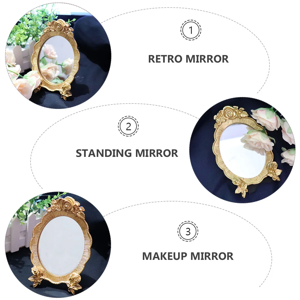 

Retro Style Standing Mirror Premium Material Elegant Finish Desktop Makeup Mirror for Women Daily Grooming Shaving Dressing