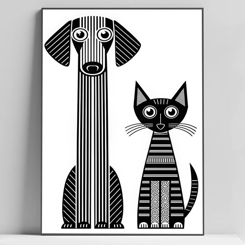 

1pc Cat and Dog Poster Room Decor Decorative Prints Wall Painting Canvas Art Mural Decoration Bedroom Interior Paintings Gift