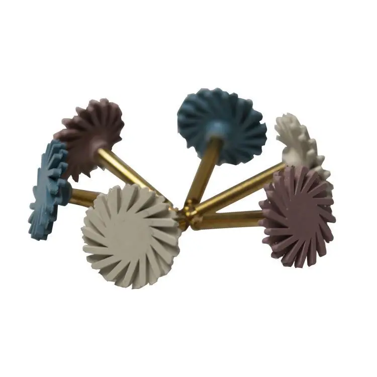 Kit Cakram Pemoles Gigi dengan Burs Sikat Spiral Fleksibel 6 Buah untuk Resin Komposit dan Alat Kedokteran Gigi Restoratif Pemoles Gigi