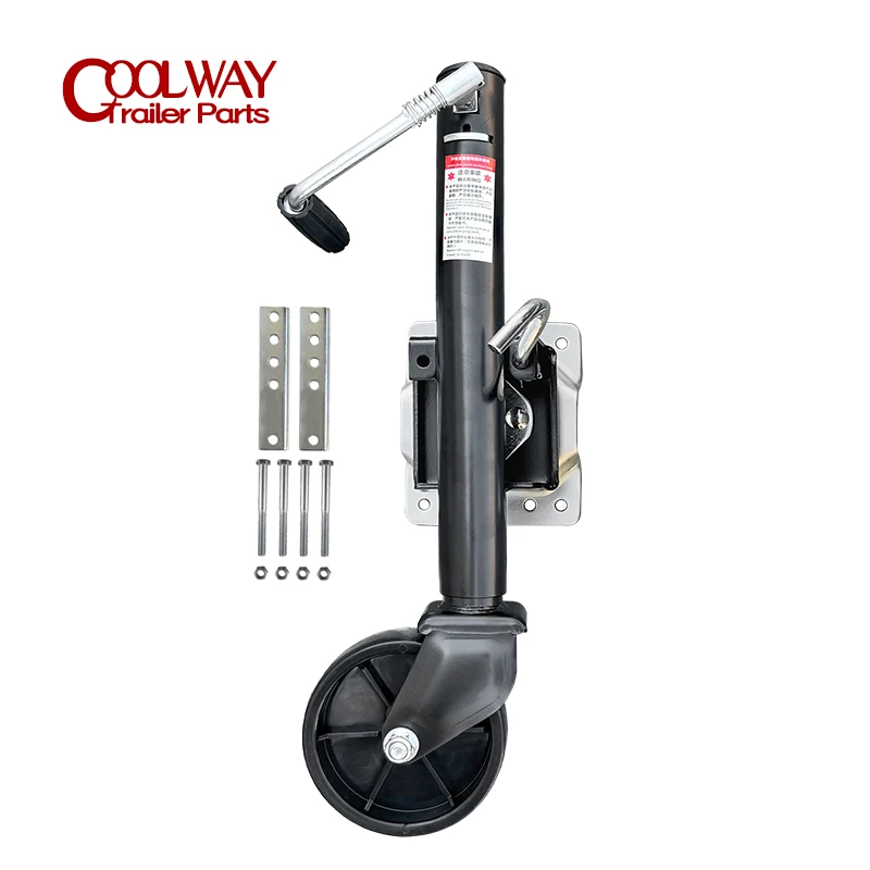 Foldable Handle 6“ Solid Wheel Sidewind Round Swivel Trailer Jack With Bolt On CAP 540KG Jockey Wheel Boat RV Parts Accessories