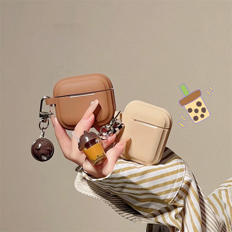 Симпатичный брелок для ключей с молочным чаем для apple AirPods 1/2/3/Pro, чехол, твердый силиконовый чехол для наушников, чехол для AirPods Pro 2, зарядное устройство