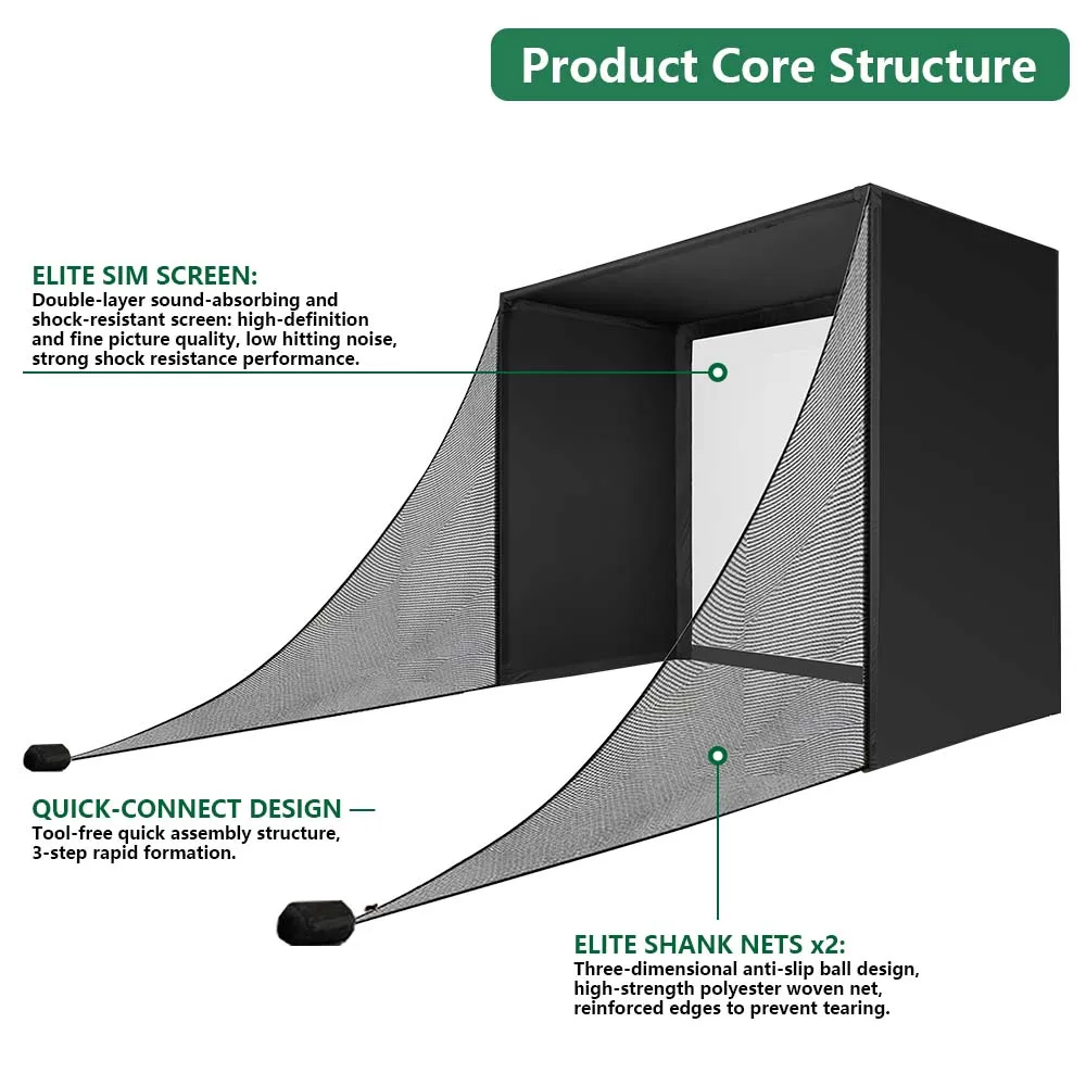 

Outdoor golf training simulator cage exercise shell with impact net and all poles