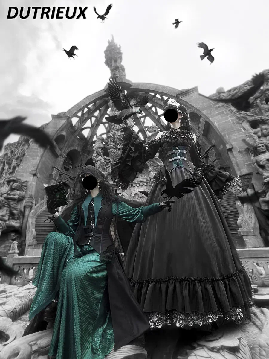 2025 일본 고스 로리타 롱 레트로 슬림핏 베스트 재킷 및 싱글 브레스티드 긴팔 셔츠 반바지 핸섬 슈트