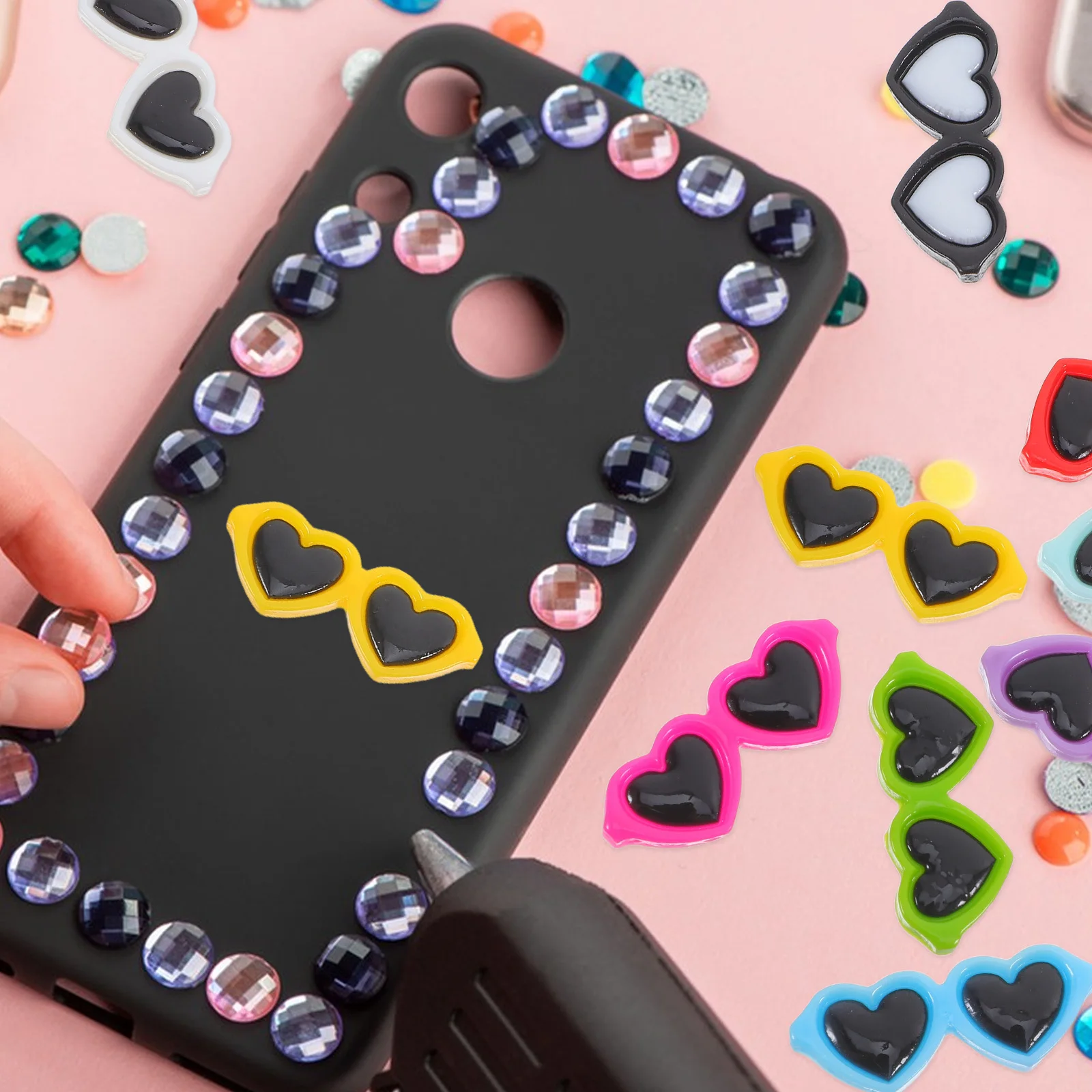 20 piezas gafas de amor, accesorios de resina, decoración de funda de teléfono DIY, Material artesanal para joyería, ropa, accesorios para el cabello, arte