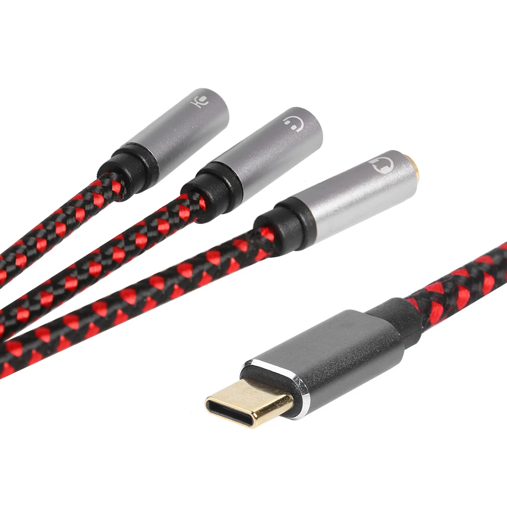 USB C kulaklık kablosu DAC dönüştürücü tip-c için 3.5mm Jack Aux adaptör kablosu cep telefonu PC için Mic kulaklık Splitter ses kablosu