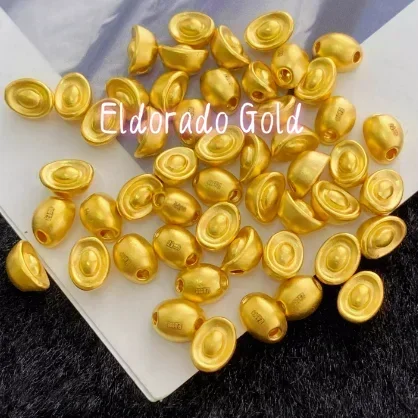 Eldorado Gold  999 real gold jewellery charms mini charms 24 k gold yuanbao  free shipping items jewellery making supplies