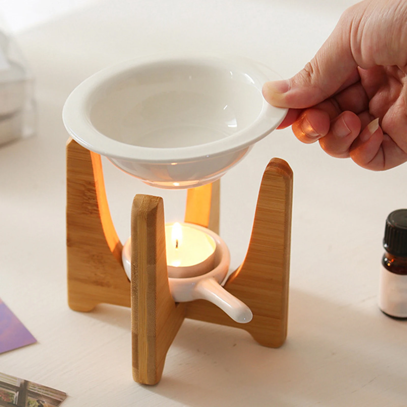 Ceramic Essential Oil Burner Fragrance Diffuser Scented Wax Melt Burner Oil Warmer Aromatherapy Lamp Stove for Household