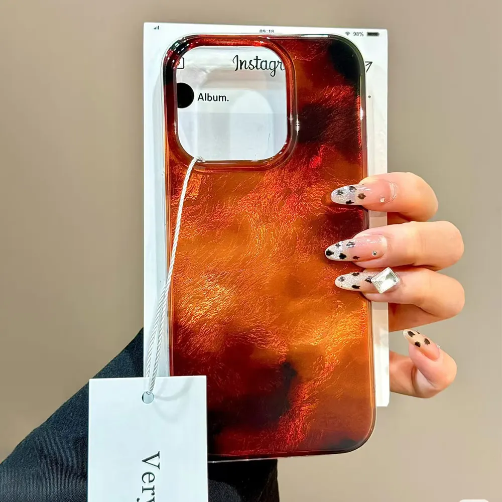 

Caramel Brown Fashion INS Phone Case for iphone 17 Air 16 15 14 13 11 12 Pro Max 7 8 Plus X XS XR SE 2022 2020 16e Couple Cover