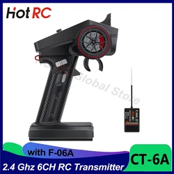 최신 HOTRC CT-6A 한 손 제어 무선 송신기 리모컨, RC 장난감 자동차 보트 드론 부품용, 2.4GHz, 6CH, 6 채널