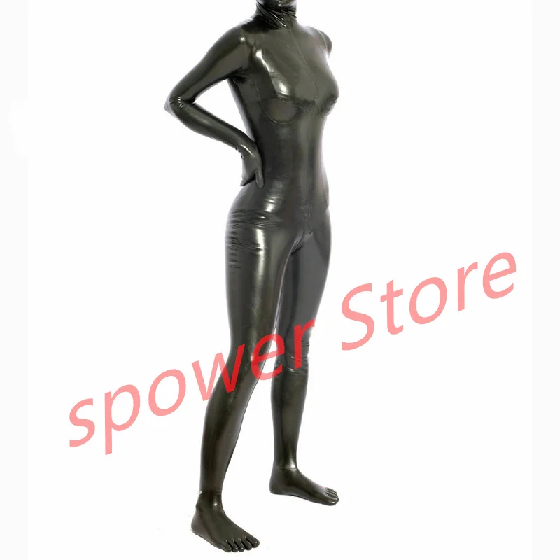 

Handmade Women Latex Catsuit with Back Zip Toe Socks Gloves Rubber Bodysuit Tight Jumpsuit Customize Cosplay Costumes