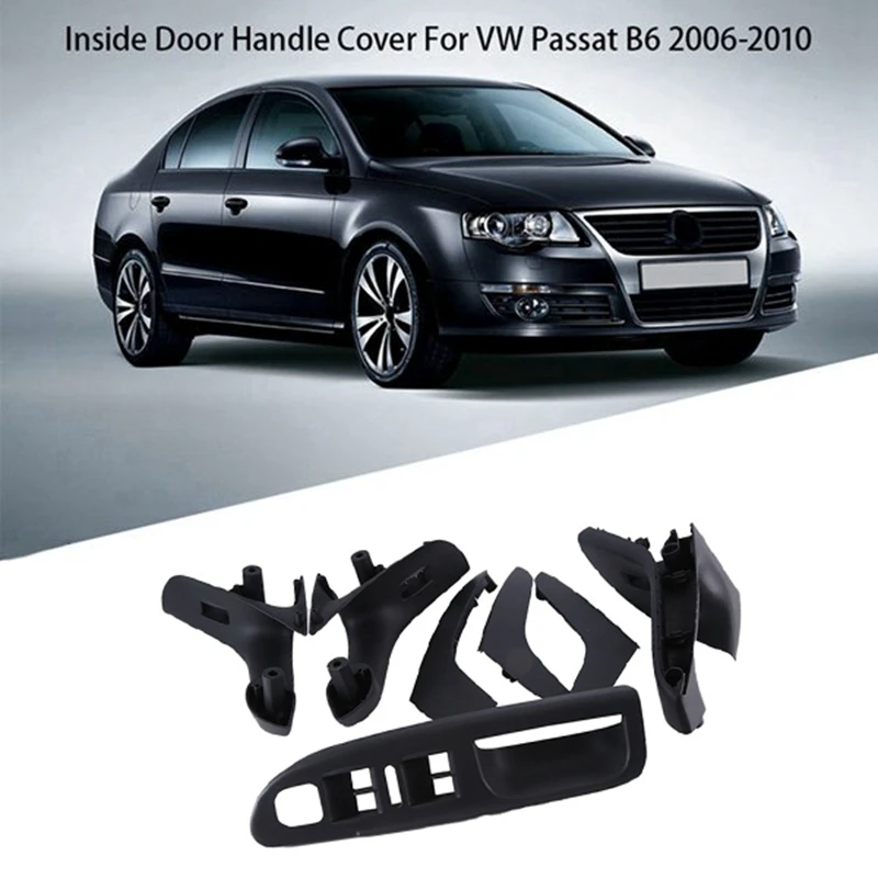 7Pcs Inside Door Handle Door Armrest For VW Passat B6 2006-2010 Master Window Mirror Switch Panel Trim Bezel Cover