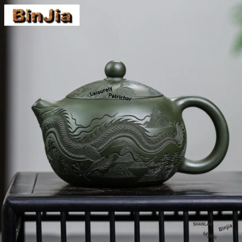 

300 мл антикварные чайники Исин из фиолетовой глины, художницы, горшок Xishi ручной работы, чайник из сырой руды и зеленой грязи, китайский чайный сервиз Zisha, коллекция
