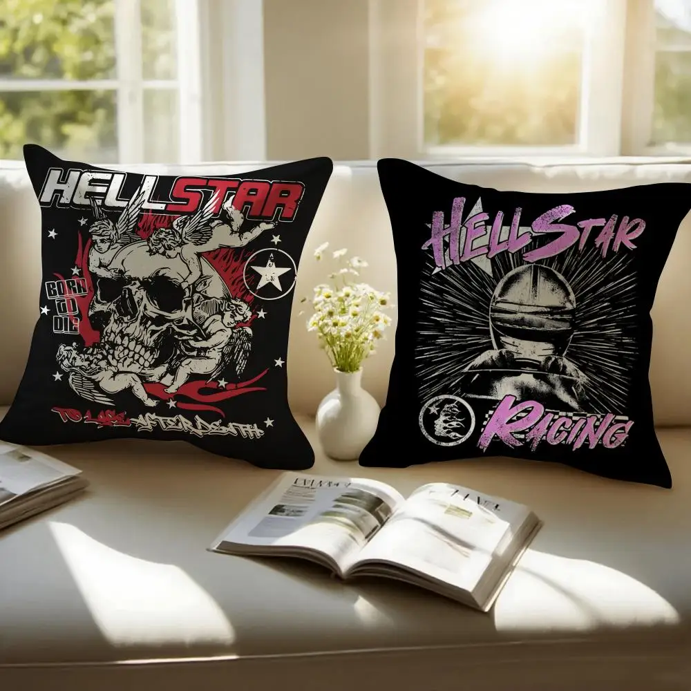 Gothic Fashion Brand Hellstar Cushion Cover Pillowcase Anti-dustmite Invisible Zipper Short Plush Sofa Cushion view 2