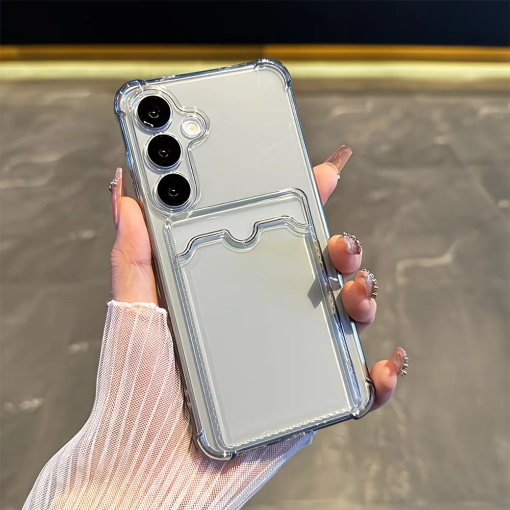 For Samsung Galaxy S26 S25 S24 S23 S22 S21 Ultra Plus S20 FE Edge  Shockproof Clear Card Pocket Phone Case Cover