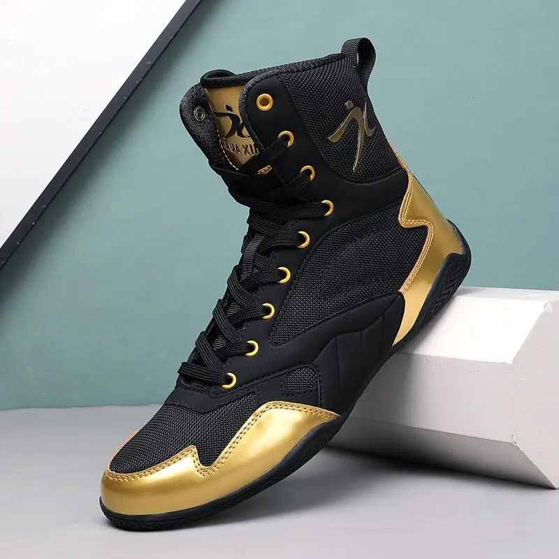 2026 Trend Men Wrestling Shoes High Top Men Wrestling Sneakers Man Wearable Boxing Sport Shoes Men Indoor Boxing Fighting Boots
