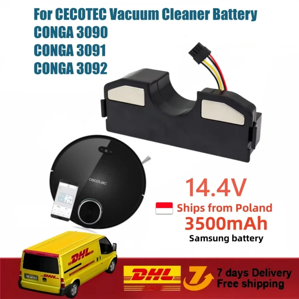 Batterie Conga 3090 Cecotec Ersatz für CONGA 3091 3092 1690 2090 3500 mAh 14,4 V Roboter Staubsauger