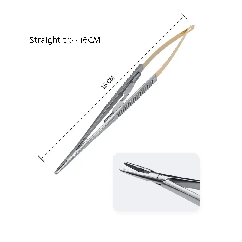 Dental Castroviejo Needle Holder with Lock Straight/curved Matrix Bands Placement Tweezer Forceps 14/16Cm Dentist Material