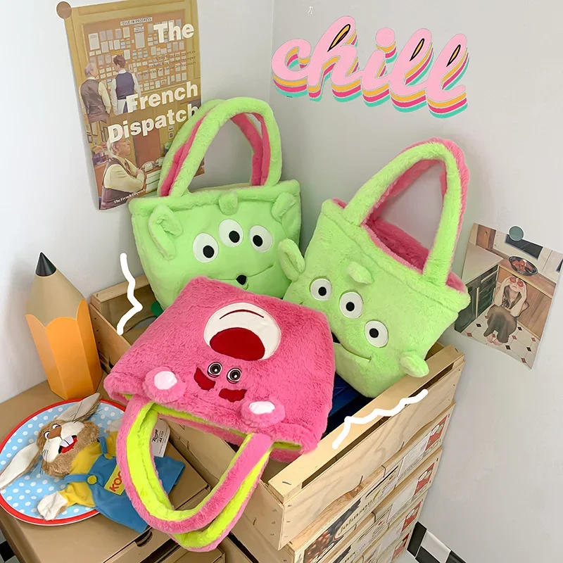 Disney Tigger Pooh Bear Winnie Plush Bag New Fashion Soft Cute Lotso Handbag Double sided Tote Alien Shoulder Bag Women Shopping