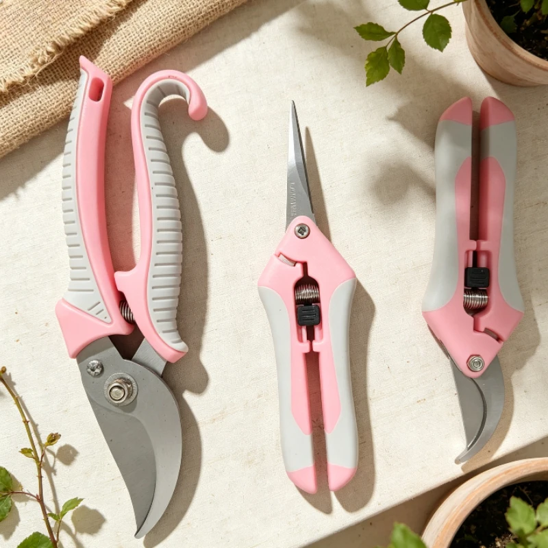 Automatic Rebound Straight‑Head Garden Pruning Shears Stainless Steel Ergonomic Grip Fruit Tree Branch Trimmer