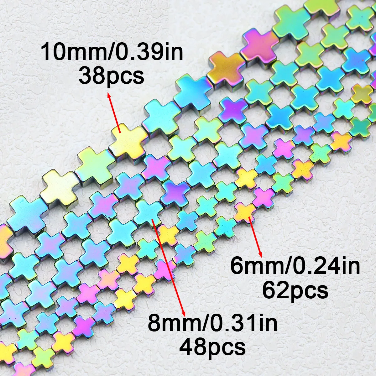 6/8/10mm Colorido Cruz Forma Hematita Pedra Espaçador Solto Contas Para Fazer Jóias Pulseiras Brincos Pingentes DIY Acessórios