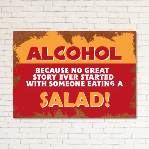 ALCOHOL SALAD STORY Retro Metal Sign Man Cave Bar Pub Plaque Party Vintage Gift sign