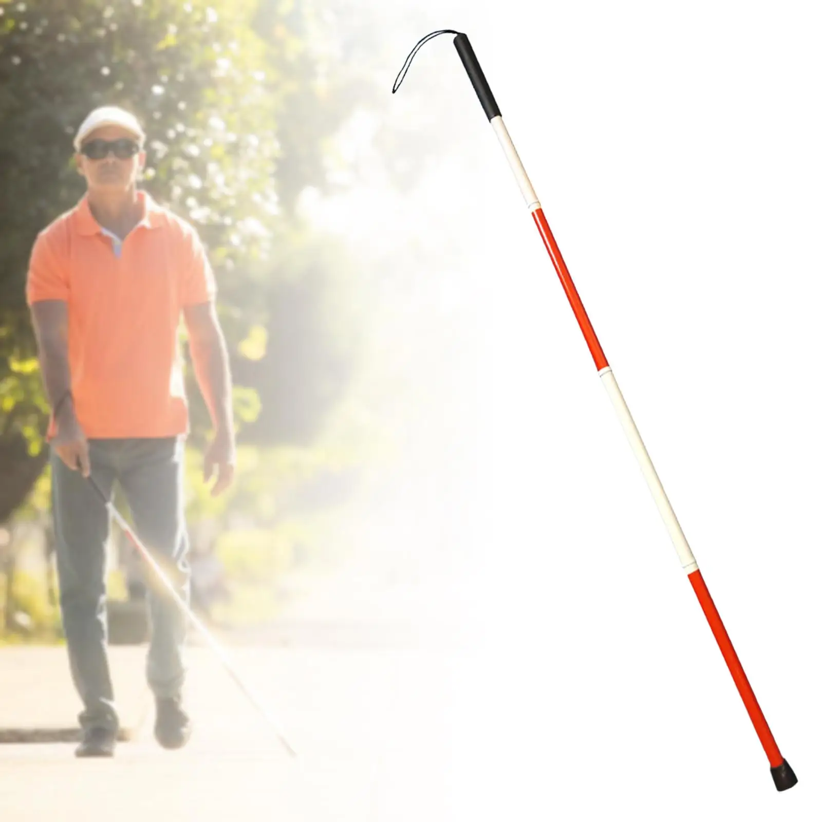 Portable Folding Mobility Cane Reflective Balancing Mobility Aid Lightweight 4 Section Walking Stick for Blind Vision Impaired