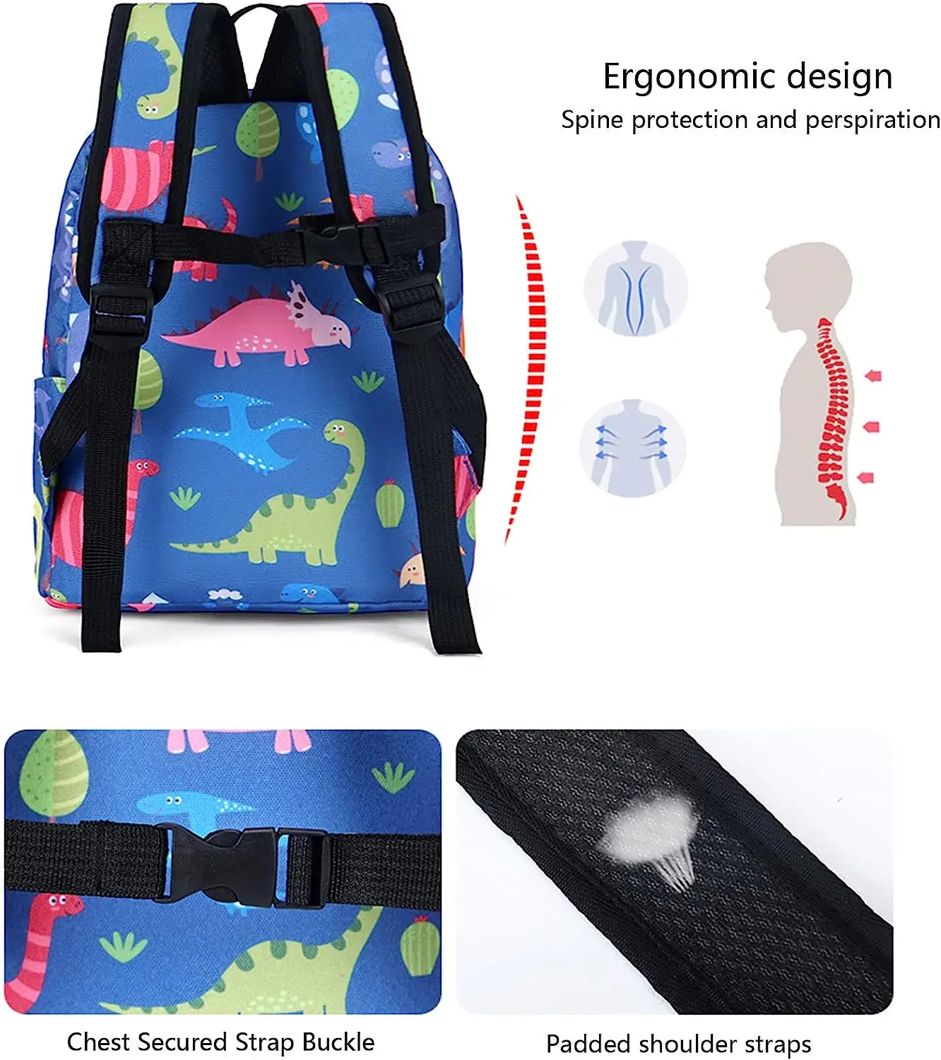 Mochila personalizada com trela de segurança, dinossauro, anti-perdido, nome personalizado, crianças, criança, meninos, meninas