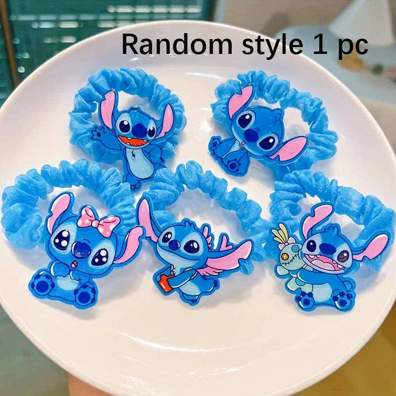 5/pcs Disney Lilo and Stitch Hair Rope for Women Kawaii Stitch Acrylic Hairpin Rubber Band Hair Accessoires Girl Gifts  image 3