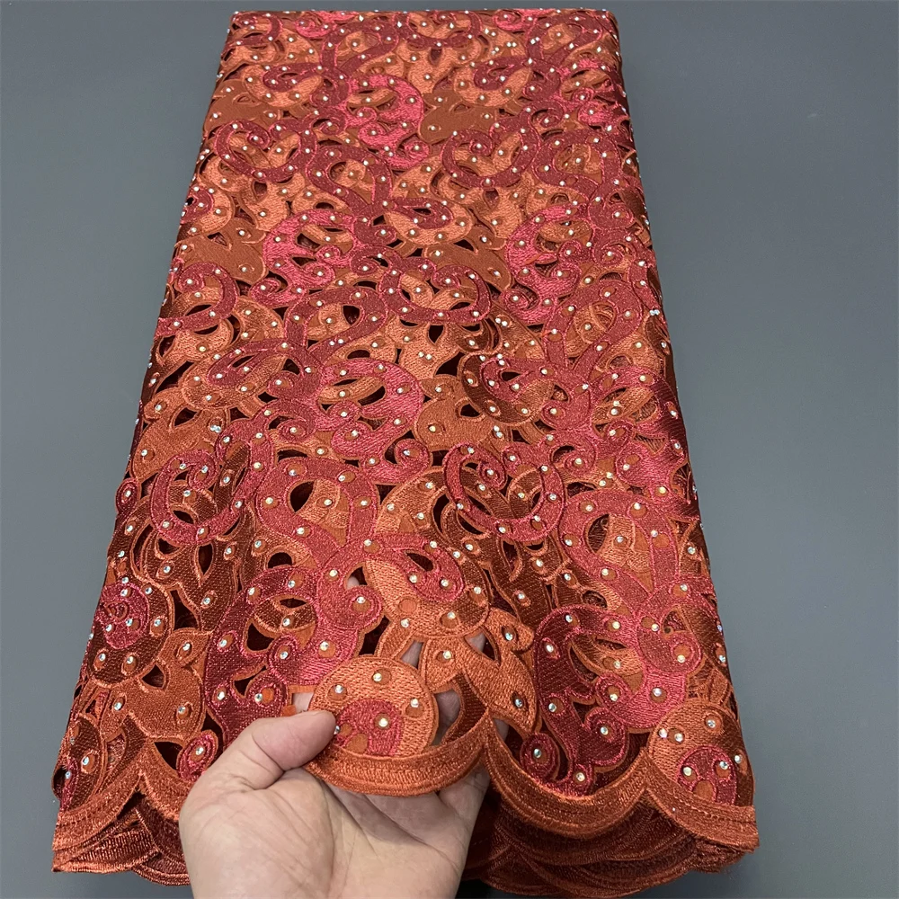 2025 African Nigerian High-Quality Embroidery Sequins Tulle Lace Fabric Guipure Beads for Prom Dresses Cotton 5 Yard PS0080 view 5