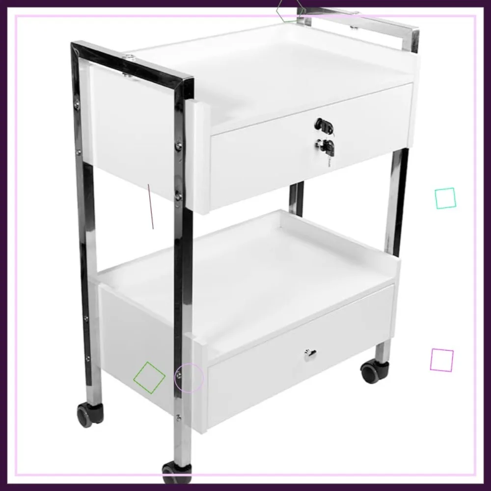 Medical Dental Mobile Utility Cabinet with Steel Frame, Two Drawers & Lockable Storage Cart
