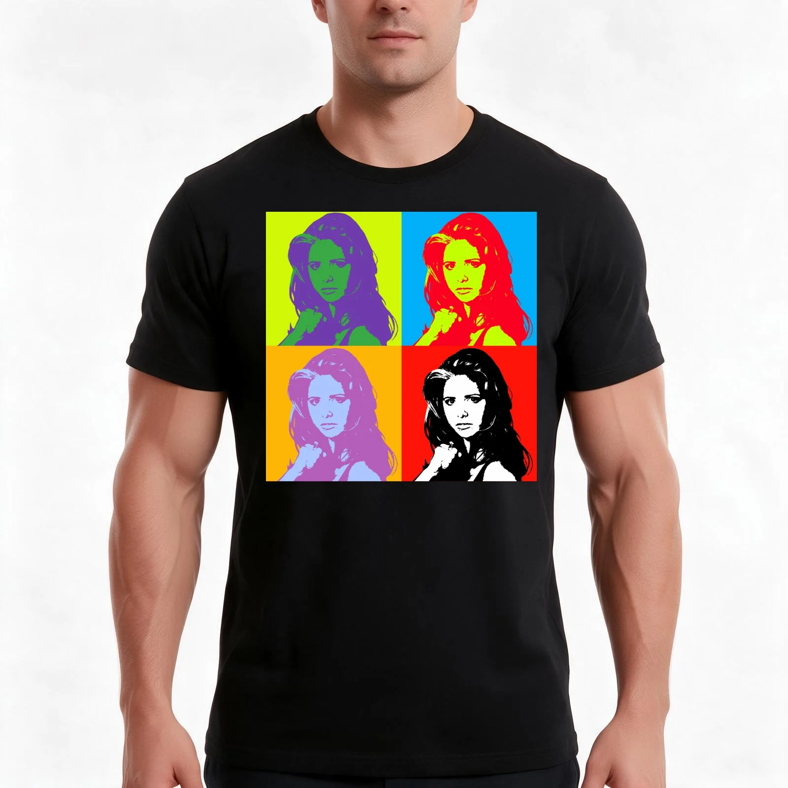 Pop Buffy Summers T-Shirt, Summer Casual Cotton Tee, Oversized Streetwear Tops, Vintage Graphic Print, Loose Fit Short Sleeve