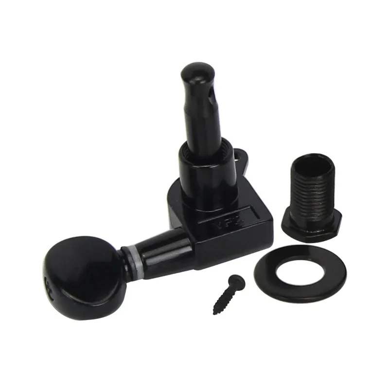 Universal Single-row Guitar Tuning Machine Head 6 Sets of Sealed Pegs, Chrome-plated Black Spot Accessories
