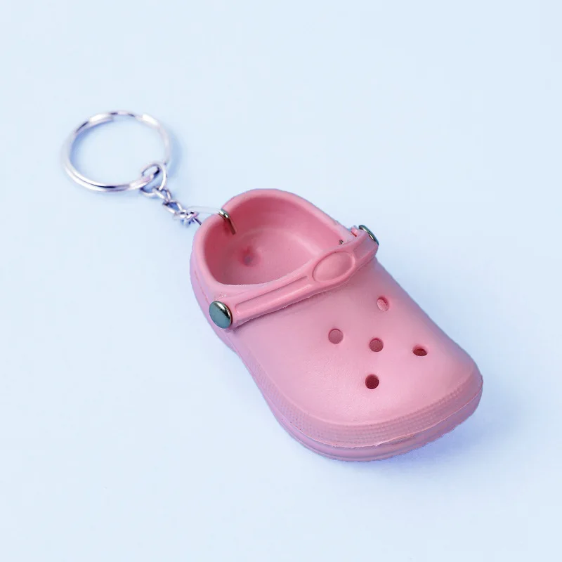 Cute 3D Mini EVA Beach Hole Little Shoe Keychain Girl Gift Bag Accessories Decoration Keyring Floating Key Chain Charm