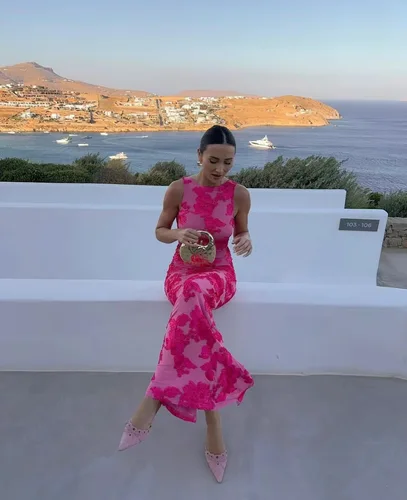 Imagen 2 del producto VEITCHE elegante mujer sin mangas 3d flores vestido de fiesta bordado malla ajustado paquete de cadera mujer moda Maxi vestidos bata de verano