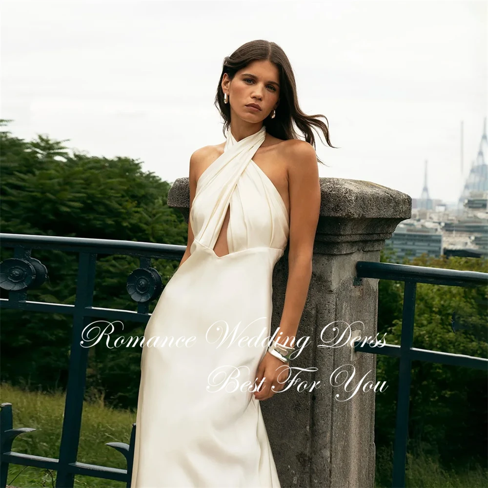 Sexy Falten Neckholder Meerjungfrau Brautkleider Frauen 2026 Ärmellos Rückenfrei Sweep Zug Brautkleid Vestidos De Novia Angepasst