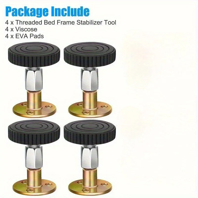 4 قطع من وسادات أرجل الأثاث المعدنية القابلة للتعديل، مثبتات حائط داعمة تلسكوبية ذاتية اللصق، سدادة إطار سرير مضادة للتجرف #5