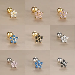1PC Stainless Steel Flower Stud Earrings for Women Zircon Helix Ear Tragus Cartilage Piercing Earrings Accessories Jewelry Gift