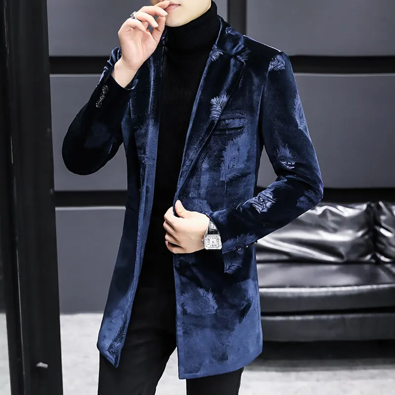 

Peak New Men's Coat Autumn Winter Trendy Casual Haome Lightweight Luxury Mid-Length Versatile Polyester Fiber 00%