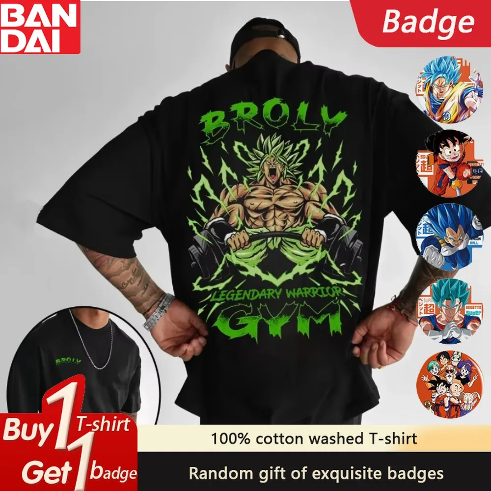 

Dragon Ball Anime Summer New T-shirt Broli Color Printed Cotton Men's and Women's Plus Size Loose Casual Short Sleeved Top