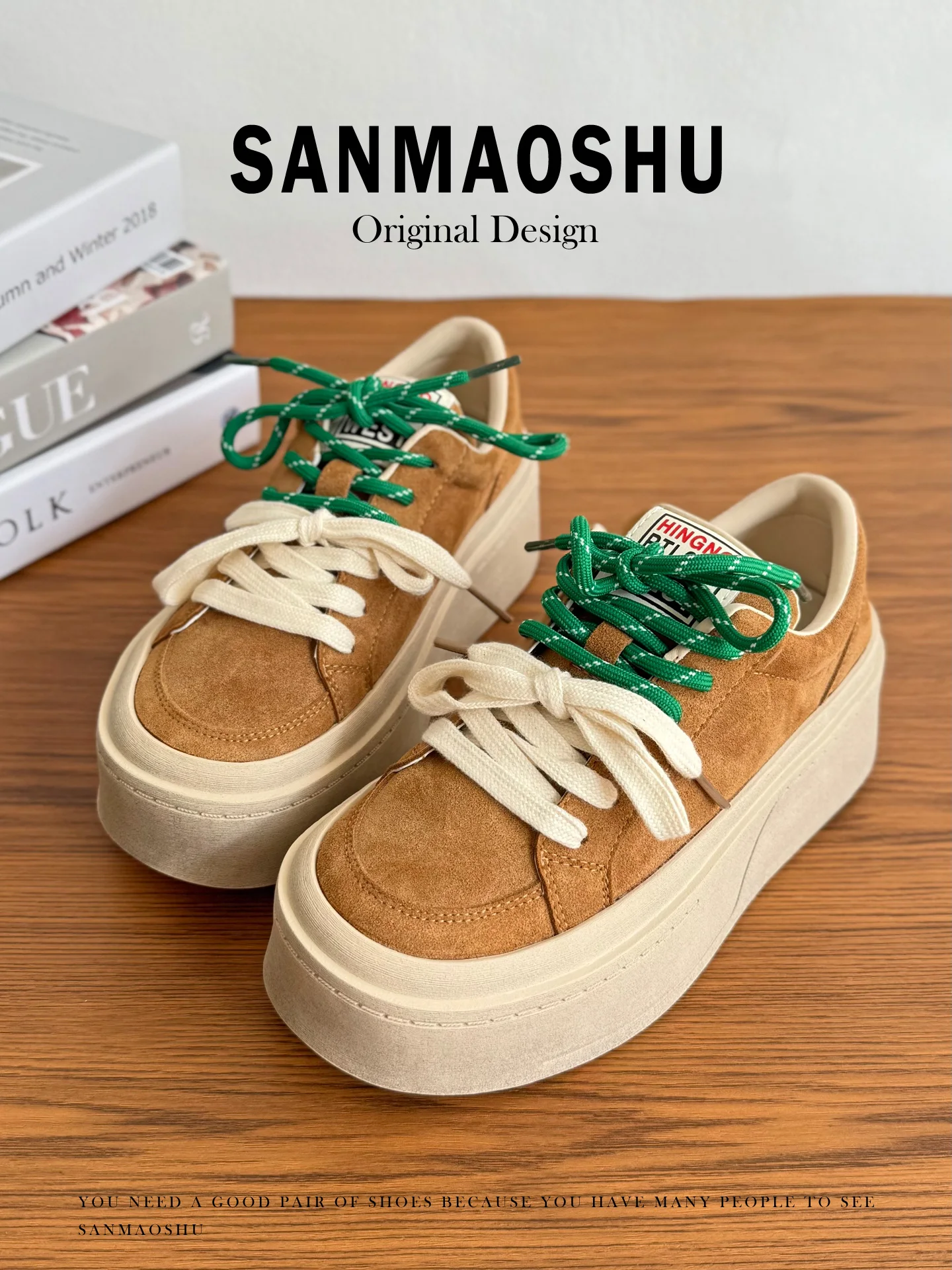 

Women's Retro Sle Thi Bot Casual oes Fall Season Leather Double Color oelaces Bread oe Leather Casual oes