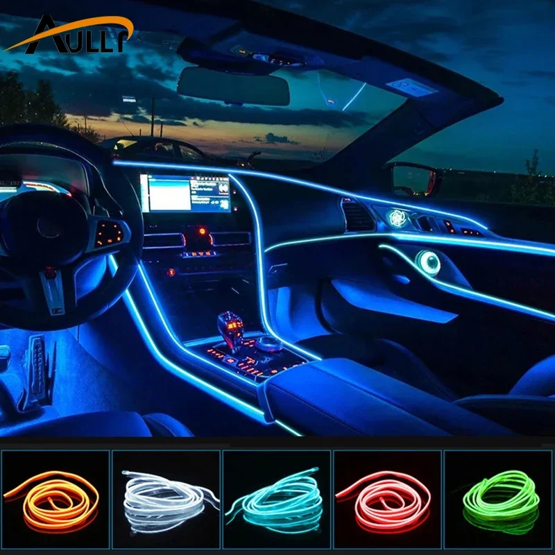 

EL Wire Car Interior Lights Ambient LED Flex Rgb Strip Auto Flexible Atmosphere Neno Tube Soft USB Lamp Lighting Rope Tape Light