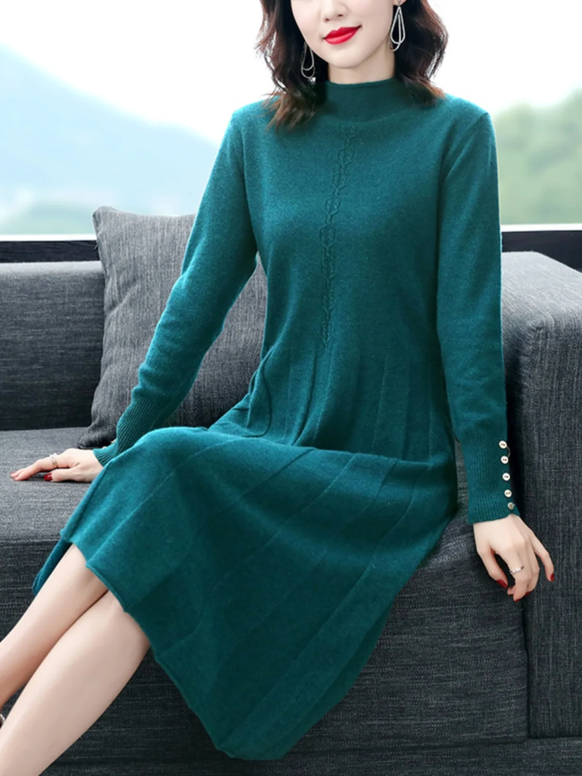 المرأة الصوفية محبوك الدكتور سليم صالح عالية طوق طويل الإفراط في الركبة سترة الدكتور ملابس داخلية محبوك عالية طوق تخفيف Sle