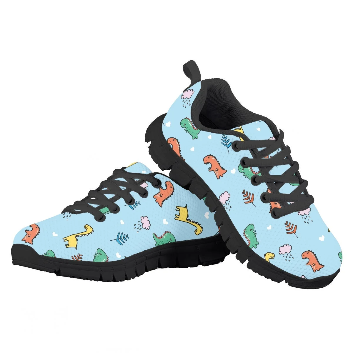 Cute Blue Little Dinosaur Children Running Shoes Outdoor Travel Wear-Resistant Lightweight Mesh Flats Brand Breathable Sneakers