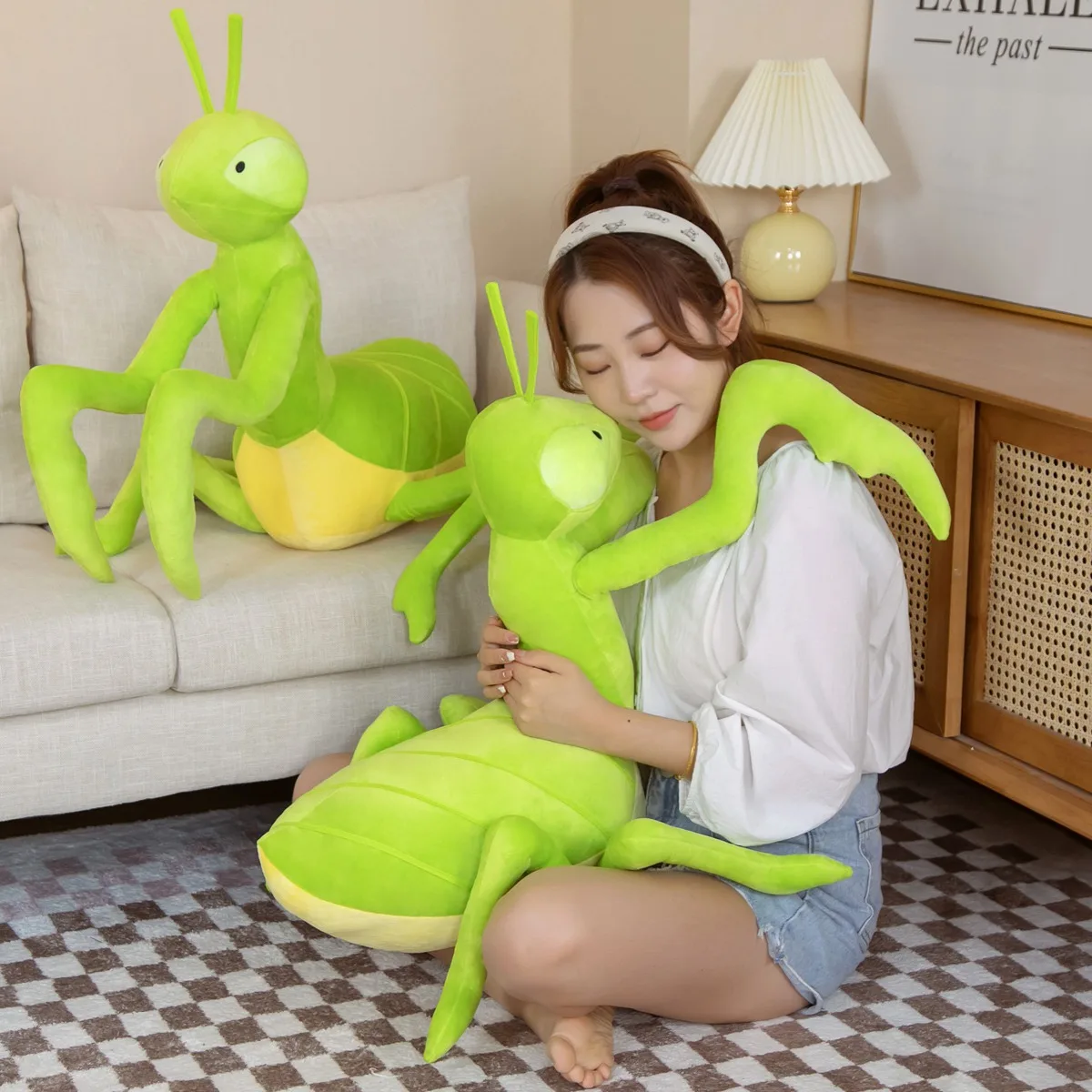 1pc 70CM Simulation Beten Mantis Plushie Spielzeug Kawaii Insekt Mantis Puppen Gefüllte Weiche Echte Leben Tier Kissen Kreative geschenk