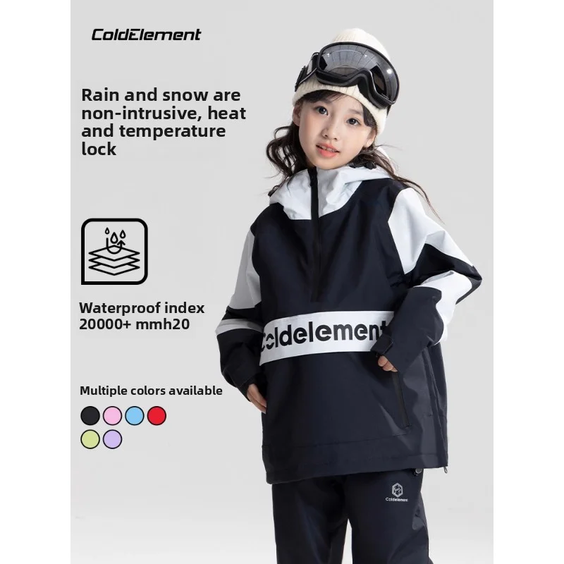 Giacca da sci per bambini Coldelement per ragazzi e ragazze: addensata calda, impermeabile antivento, per snowboard e sci, abbigliamento da neve invernale