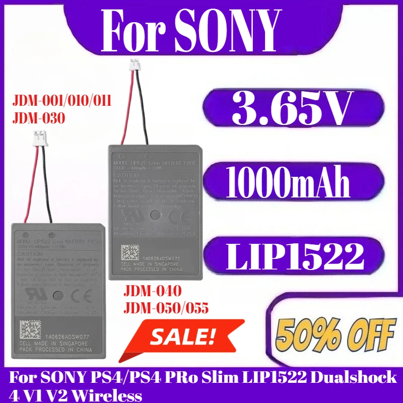 

3.65V 1000mAh For SONY PS4/PS4 PRo Slim LIP1522 Dualshock 4 V1 V2 Wireless Controller Playstation GamePad Rechargeable Battery